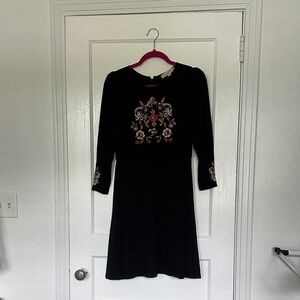 LOFT Black Dress with Colorful Floral Design